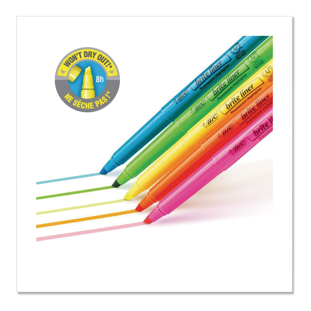 BIC Brite Liner Highlighter Value Pack, Yellow Ink, Chisel Tip, Yellow/Black Barrel, 24/Pack