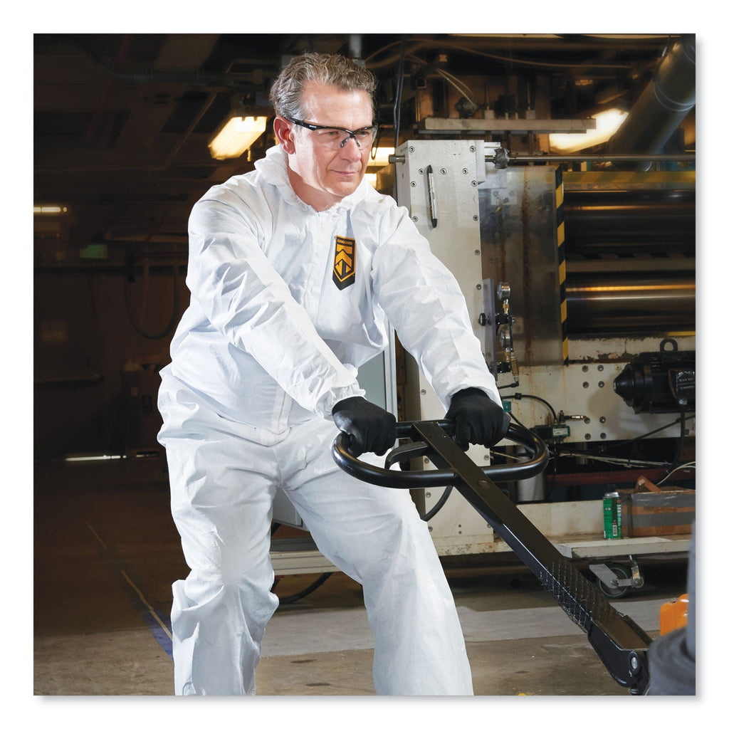 KleenGuard A20 Breathable Particle Protection Coveralls, Elastic Back, Hood, Medium, White, 24/Carton