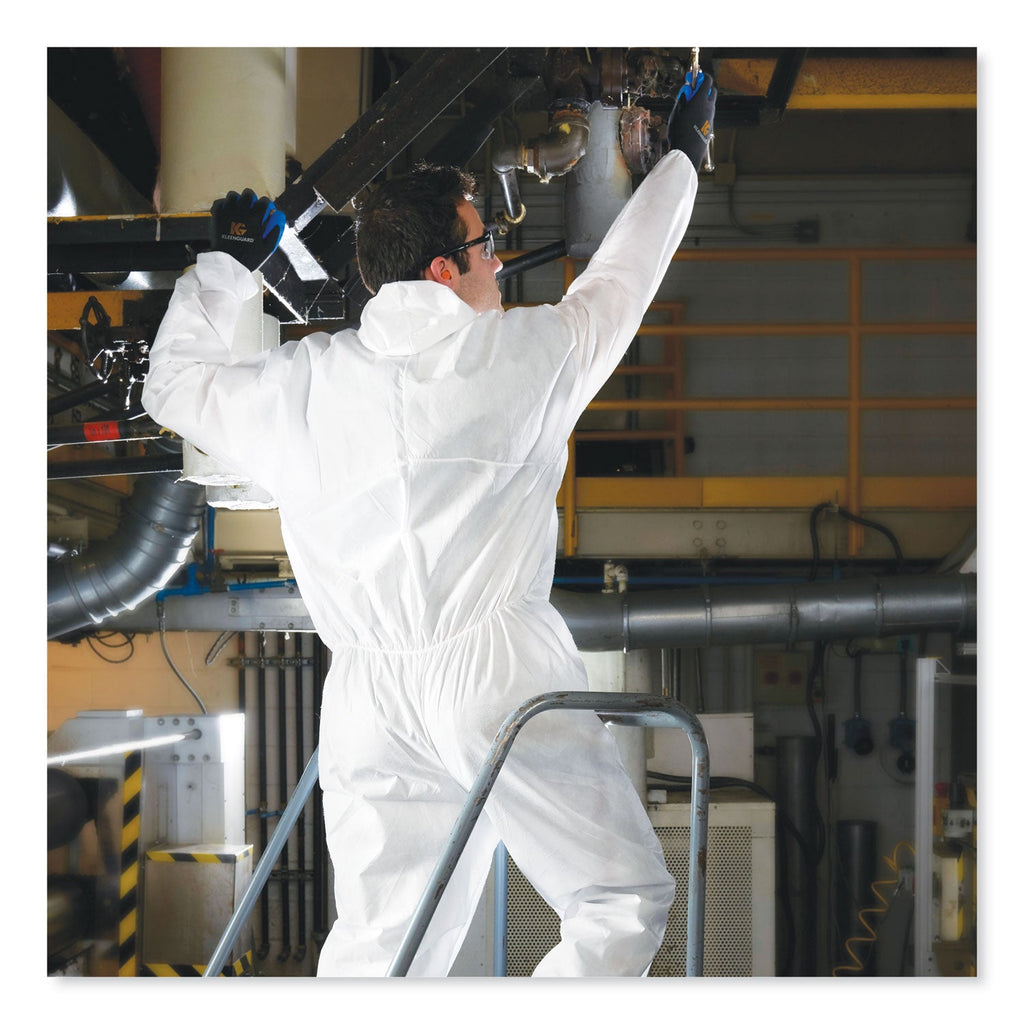 KleenGuard A20 Breathable Particle Protection Coveralls, Elastic Back, Hood and Boots, Large, White, 24/Carton