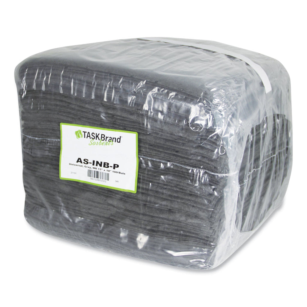 HOSPECO TASKBrand All Sorb Industrial Sorbent Pad, 0.24 gal, 15 x 18, 100/Carton