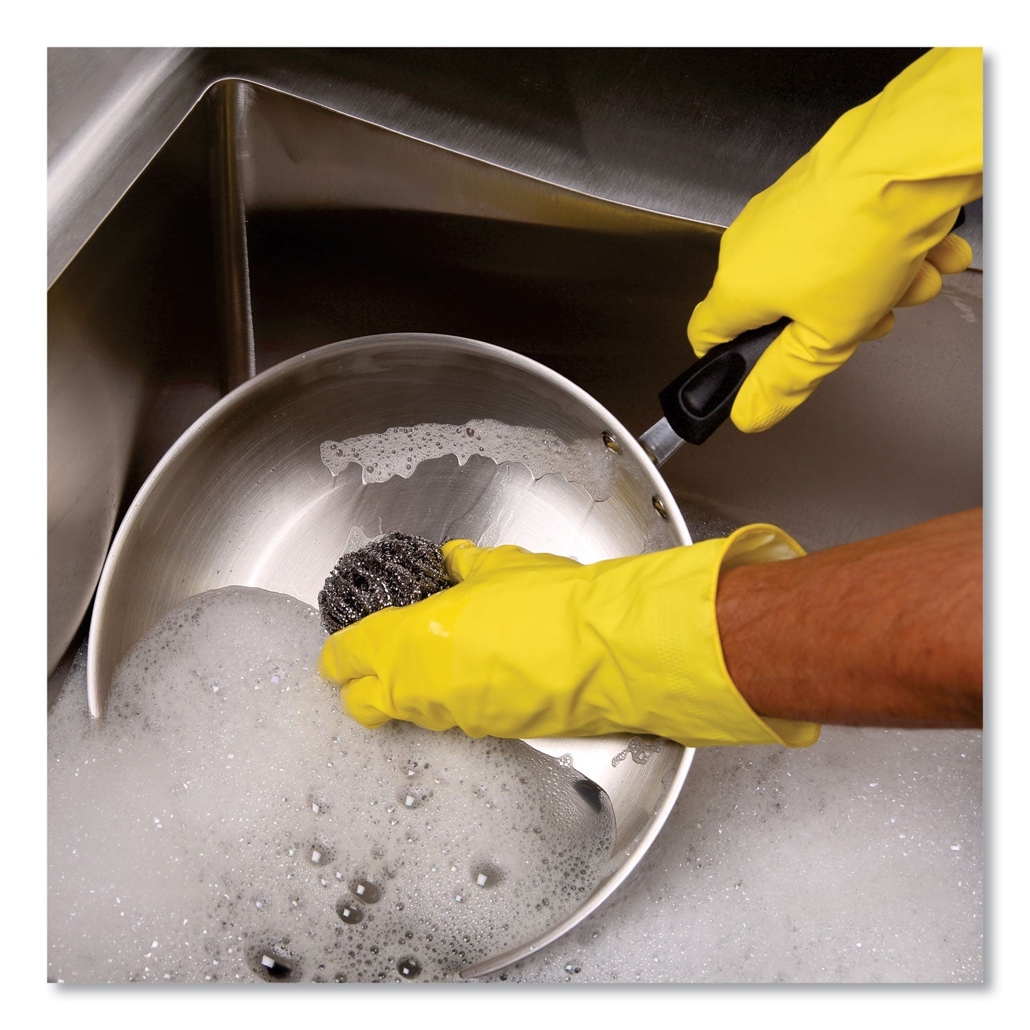 Boardwalk Stainless Steel Scrubber, Large Size, 2.5 x 2.75, Steel Gray, 12/Carton