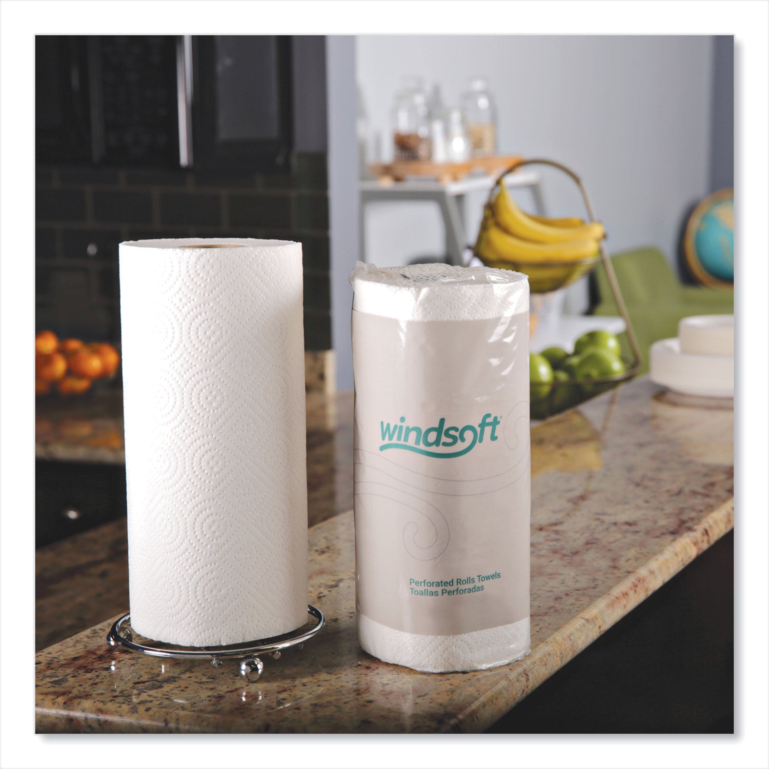 Windsoft Kitchen Roll Towels, 2-Ply, 11 x 8.8, White, 100/Roll