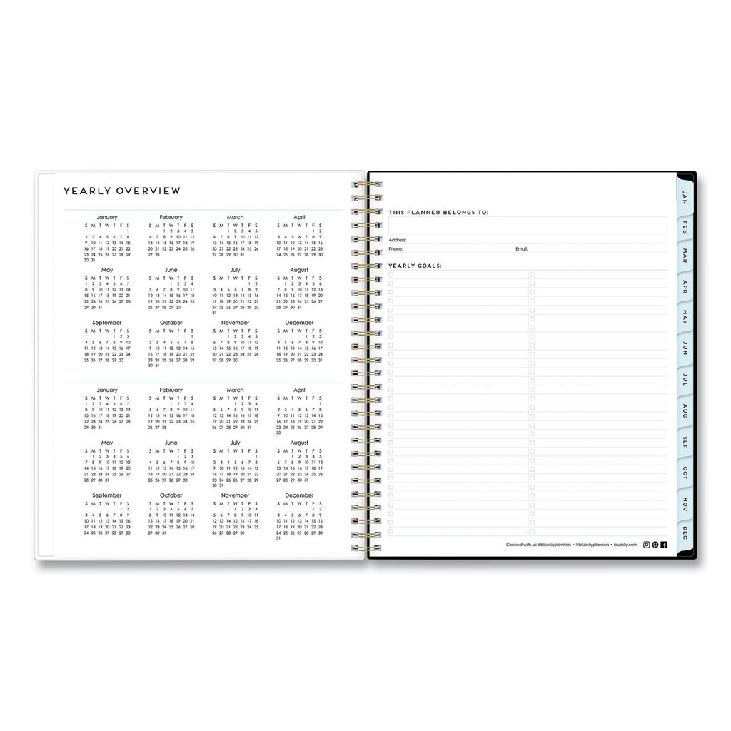 Blue Sky Baccara Dark Monthly Planner, Baccara Dark Floral Artwork, 10 x 8, Gray/Black/Gold Cover, 2023