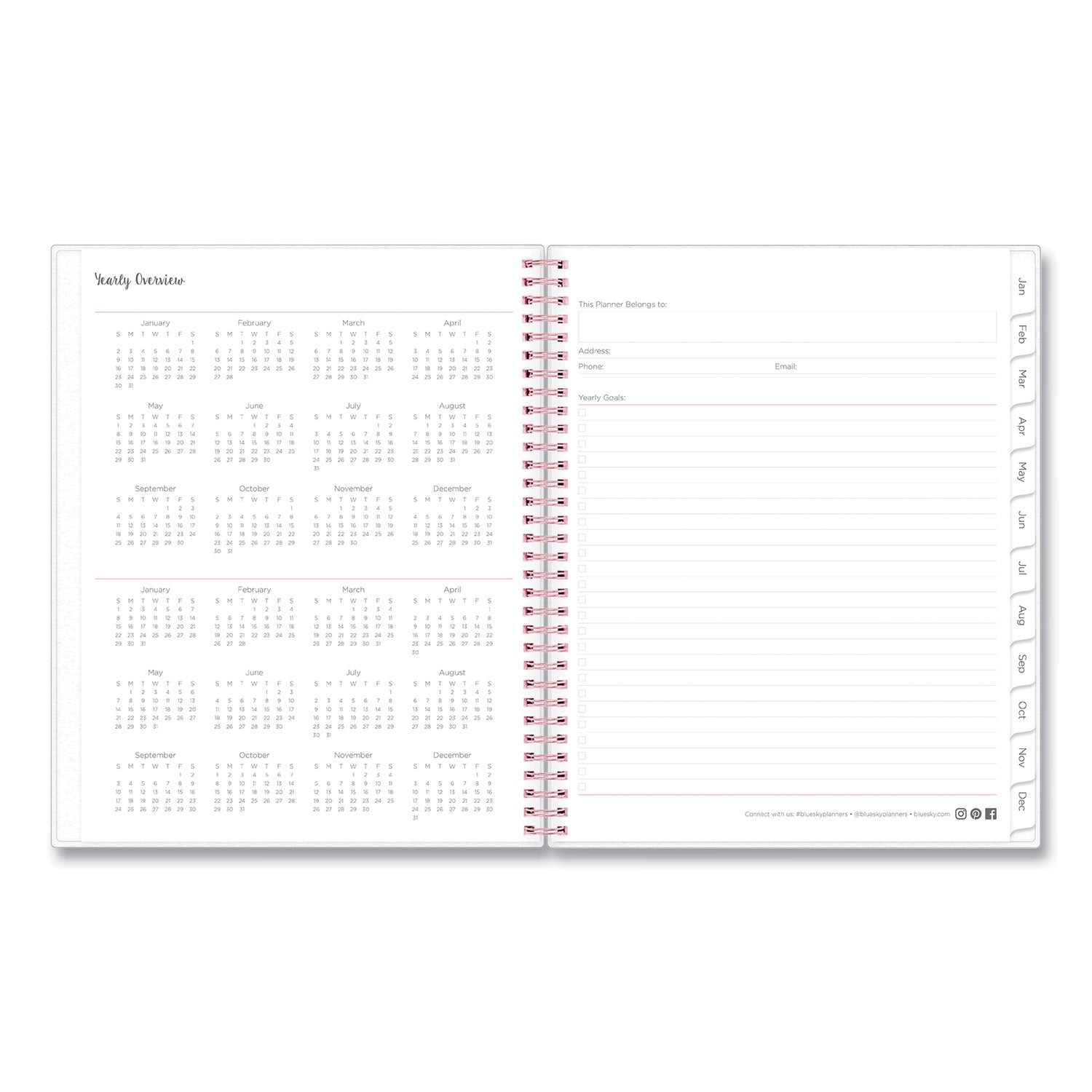 Blue Sky Joselyn Weekly/Monthly Planner, Joselyn Floral Artwork, 11 x 8.5, Pink/Peach/Black Cover, 12-Month (Jan to Dec): 2023