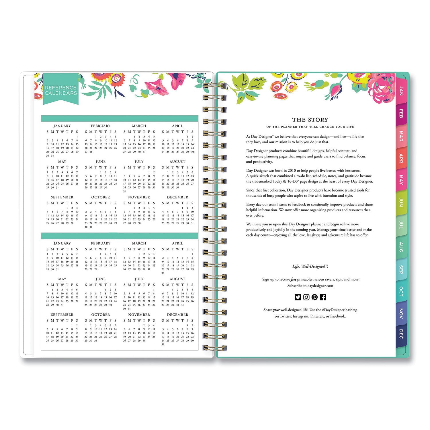 Blue Sky Day Designer Peyton Create-Your-Own Cover Weekly/Monthly Planner, Floral Artwork, 8 x 5, White, 12-Month (Jan-Dec): 2023
