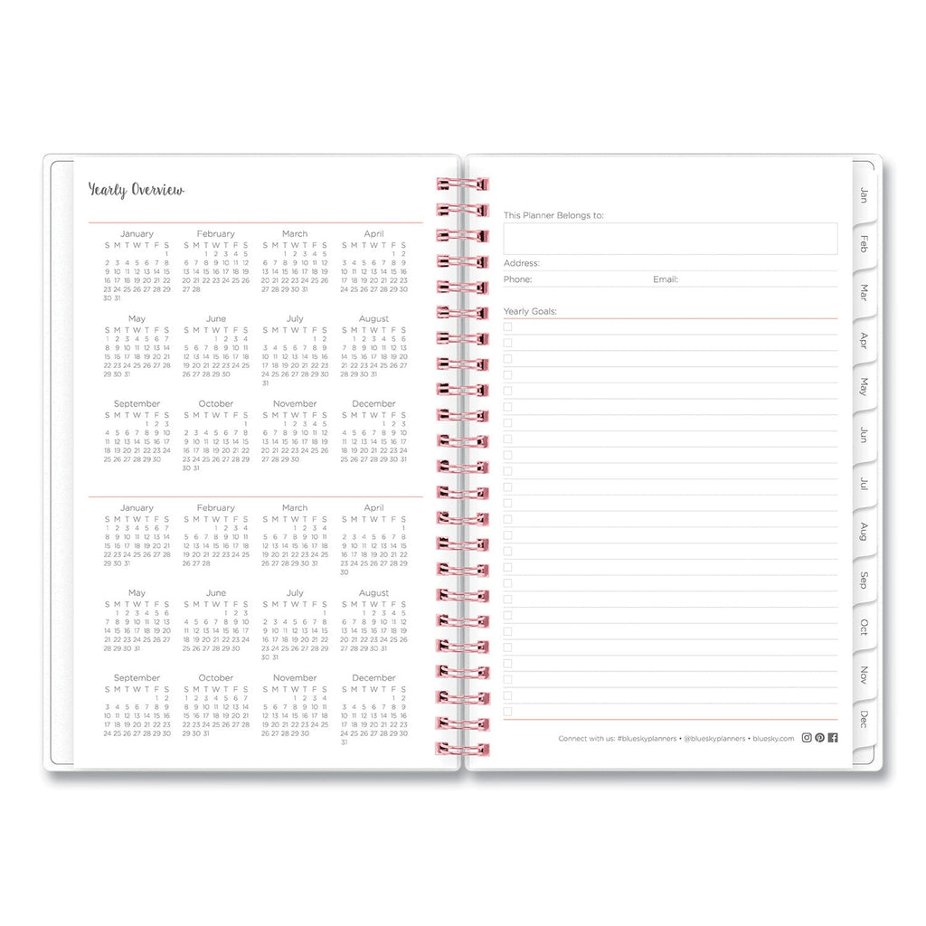 Blue Sky Joselyn Weekly/Monthly Planner, Joselyn Floral Artwork, 8 x 5, Pink/Peach/Black Cover, 12-Month (Jan to Dec): 2023