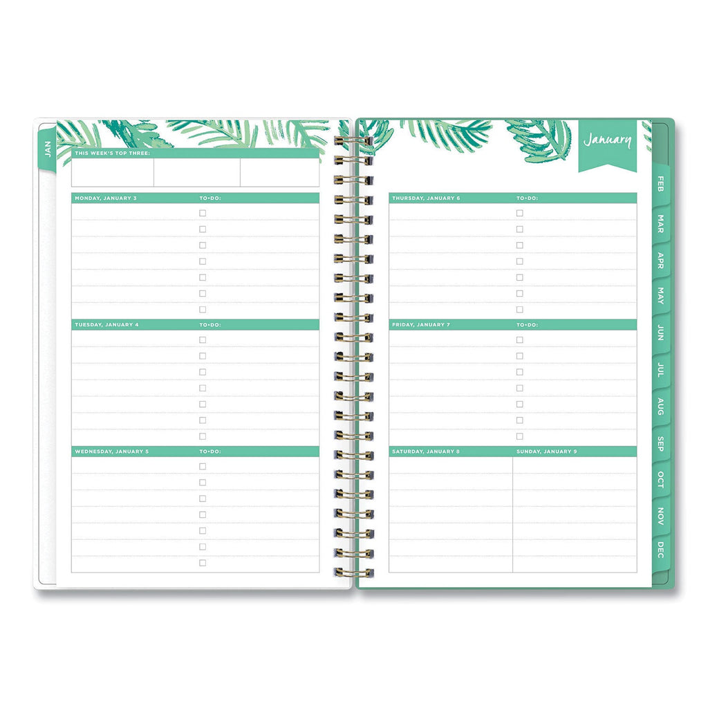 Blue Sky Day Designer Palms Weekly/Monthly Planner, Palms Artwork, 8 x 5, Green/White Cover, 12-Month (Jan to Dec): 2023