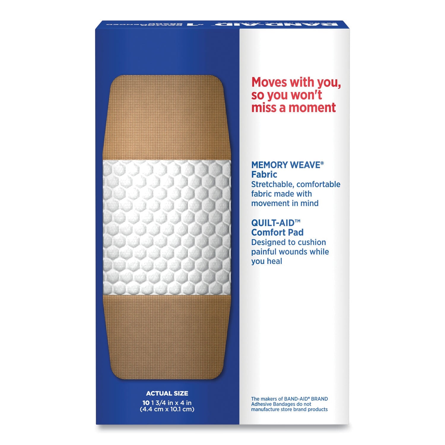 BAND-AID Flexible Fabric Extra Large Adhesive Bandages, 1.75 x 4, 10/Box