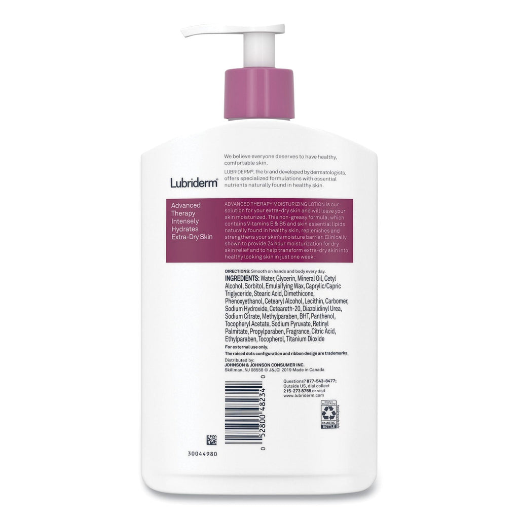 Lubriderm Advanced Therapy Moisturizing Hand/Body Lotion, 16 oz Pump Bottle, 12/Carton