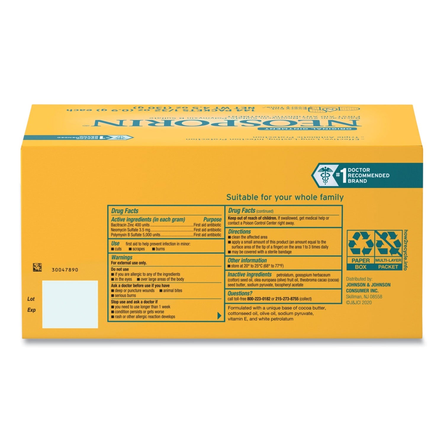 Neosporin Antibiotic Ointment, 0.03 oz Packet, 144/Box