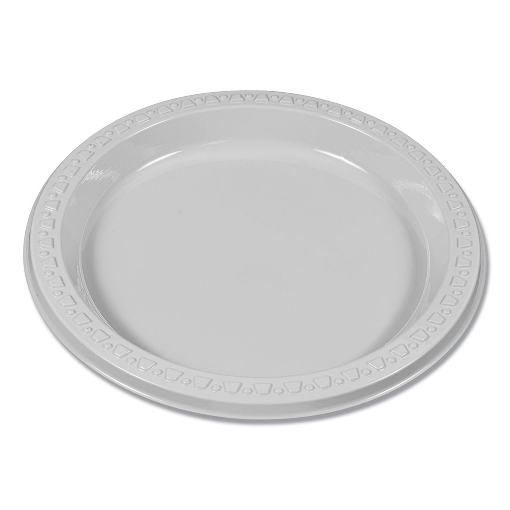 Tablemate Plastic Dinnerware, Plates, 7" dia, White, 125/Pack