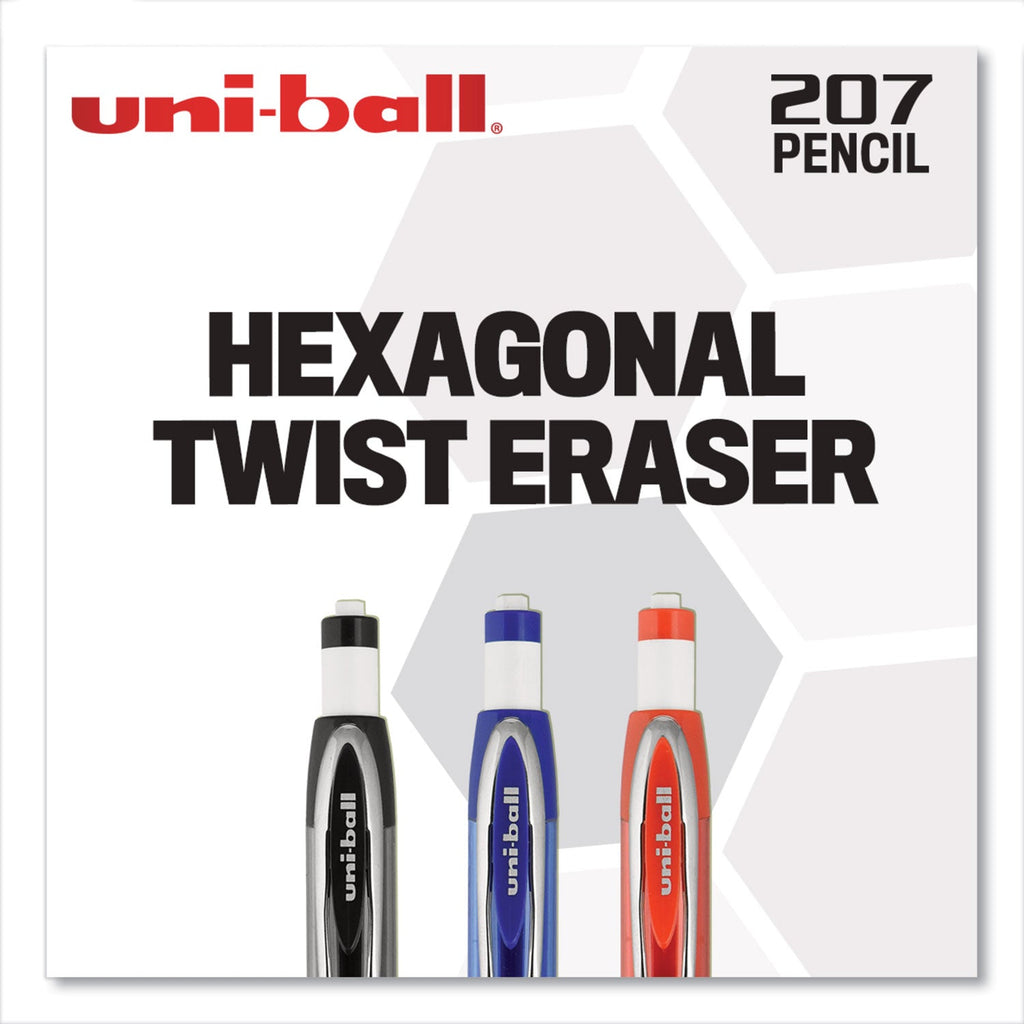 uniball 207 Mechanical Pencil with Lead and Eraser Refills, 0.7 mm, HB (#2), Black Lead, Assorted Barrel Colors, 3/Set