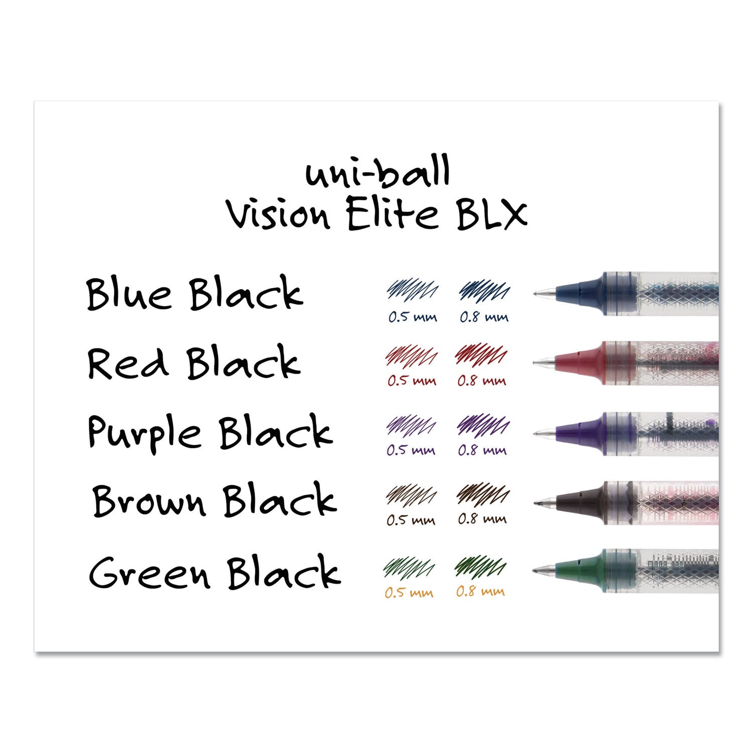 uniball VISION ELITE Roller Ball Pen, Stick, Extra-Fine 0.5 mm, Blue-Black Ink, Black/Blue Barrel