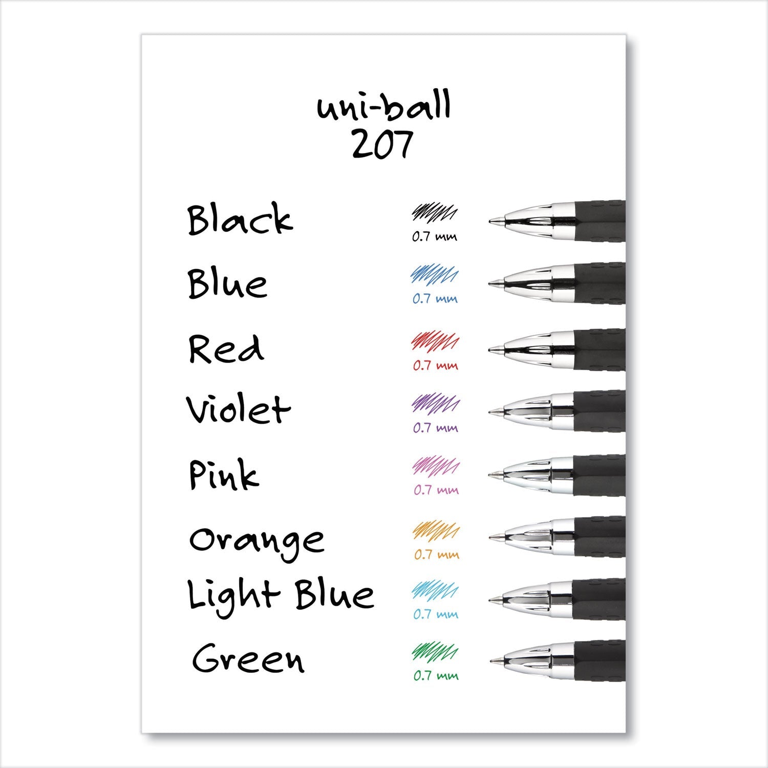 uniball Signo 207 Gel Pen, Retractable, Medium 0.7 mm, Blue Ink, Black Barrel, 36/Box