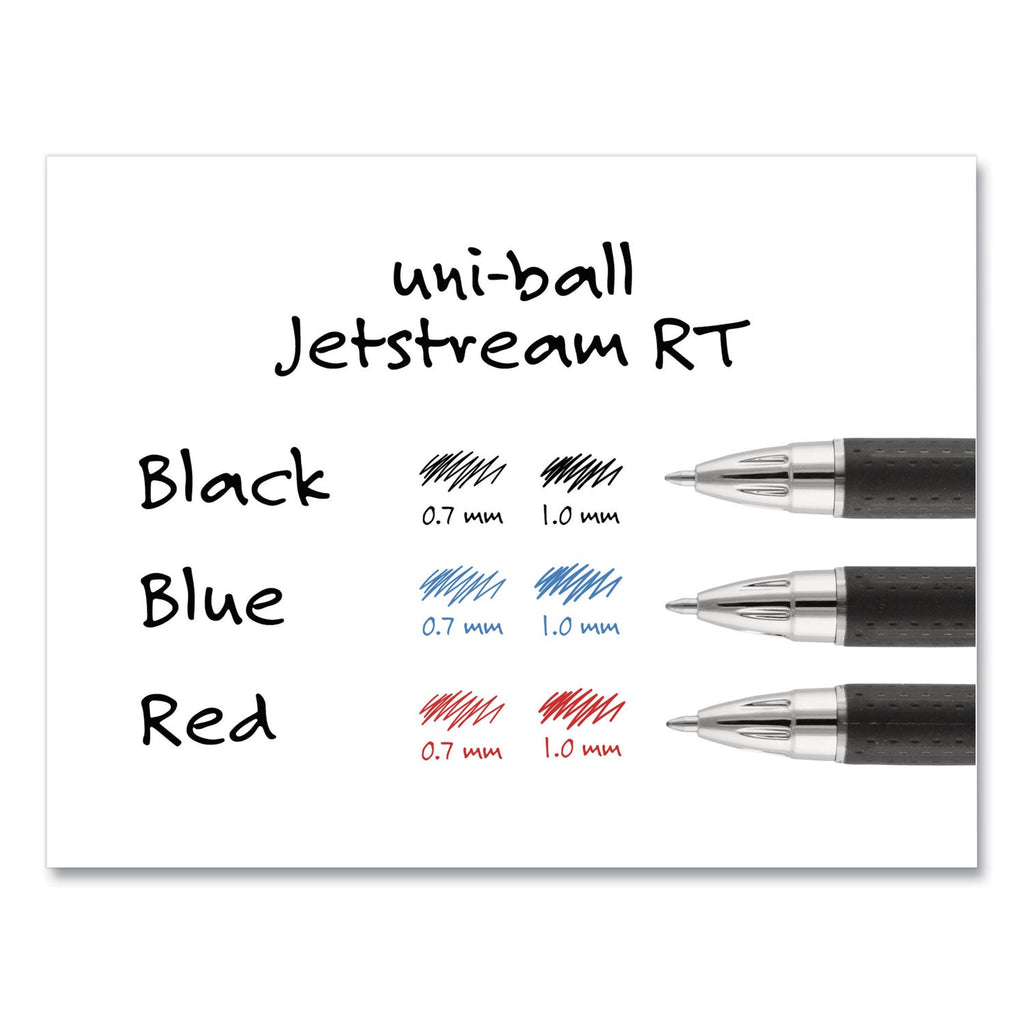 uniball Jetstream Retractable Ballpoint Pen, Bold 1 mm, Red Ink, Black Barrel