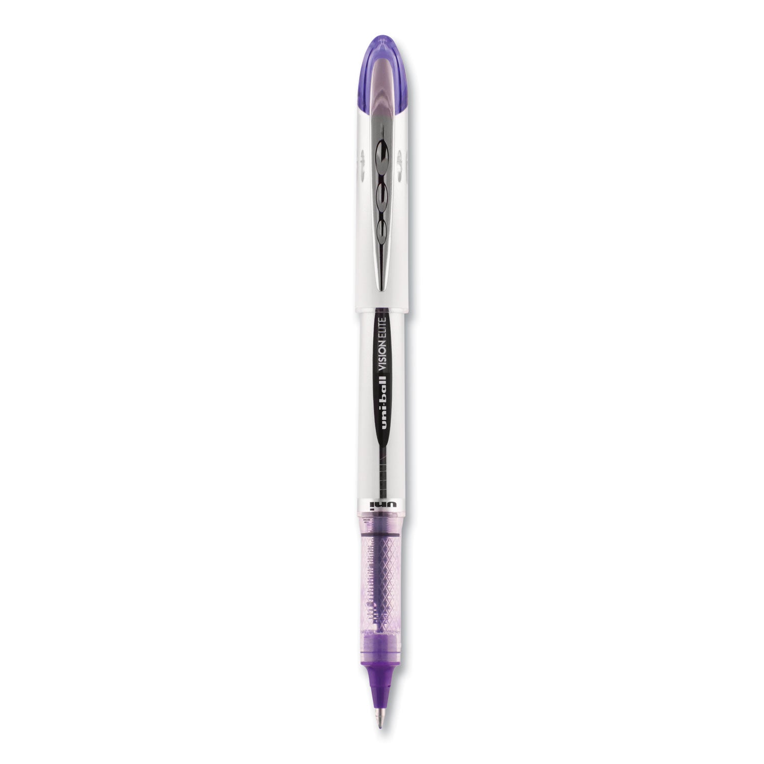 uniball VISION ELITE Roller Ball Pen, Stick, Bold 0.8 mm, Purple Ink, White/Purple Barrel