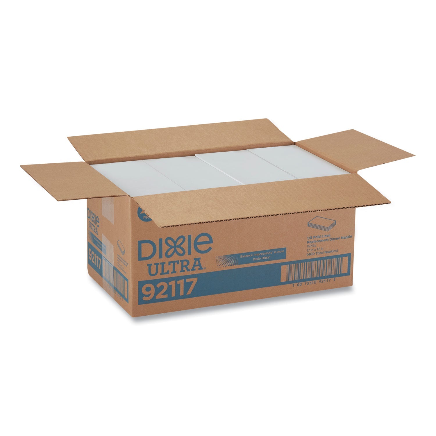 Dixie 1/8-Fold Linen-Replacement Dinner Napkins, Two-Ply, 17 x 17, White