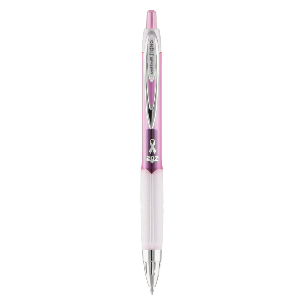 uniball 207 Office Pack Gel Pen, Retractable, Medium 0.7 mm, Black Ink, Pink Barrel, 36/Pack
