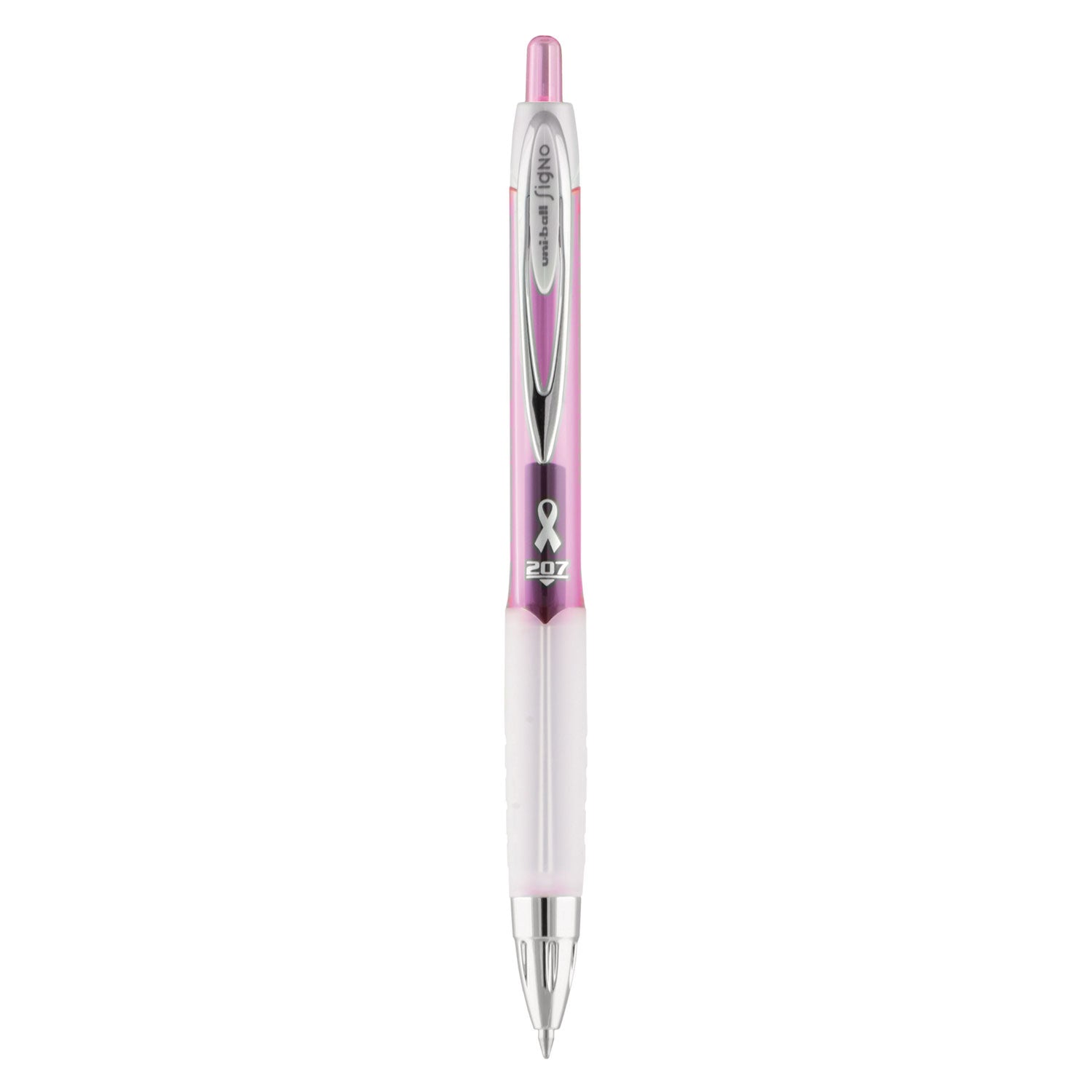 uniball 207 Office Pack Gel Pen, Retractable, Medium 0.7 mm, Black Ink, Pink Barrel, 36/Pack