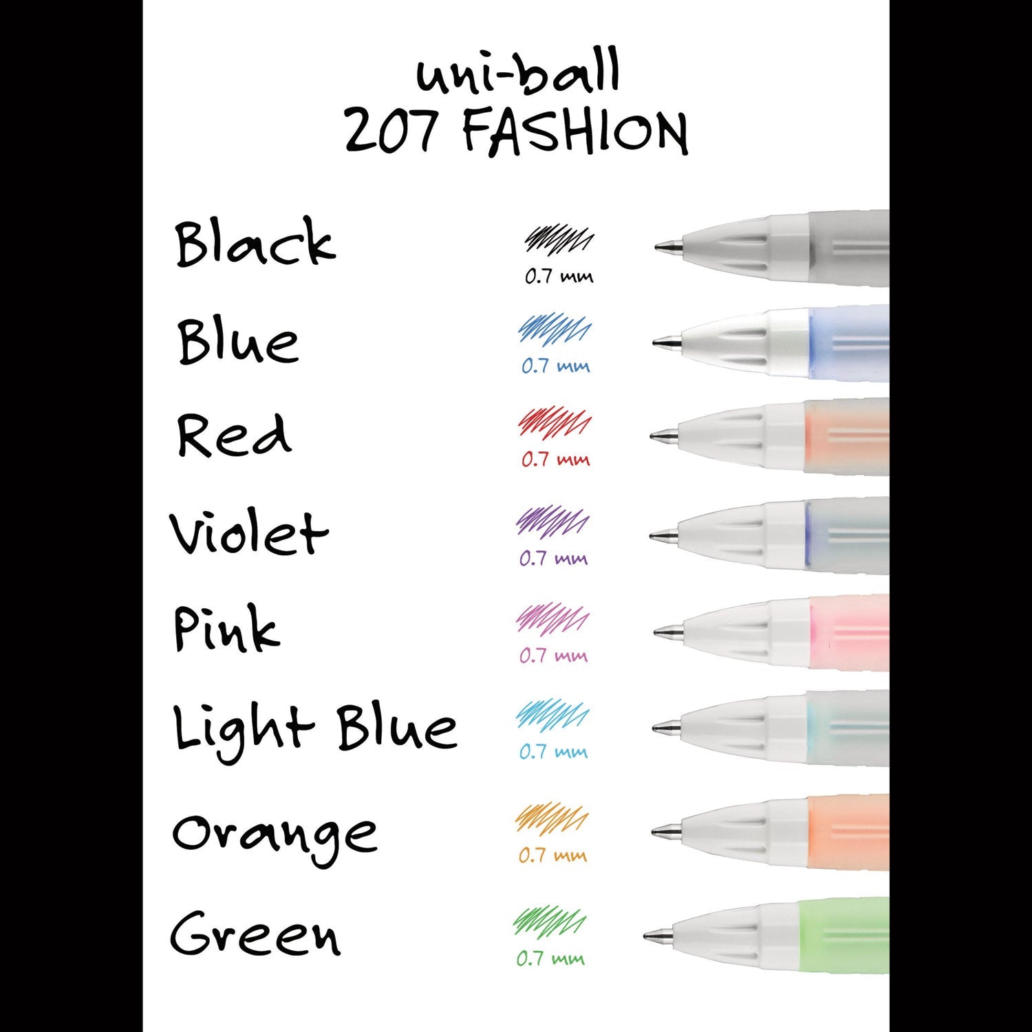 uniball Signo 207 Gel Pen, Retractable, Medium 0.7 mm, Assorted Ink and Barrel Colors, 8/Pack