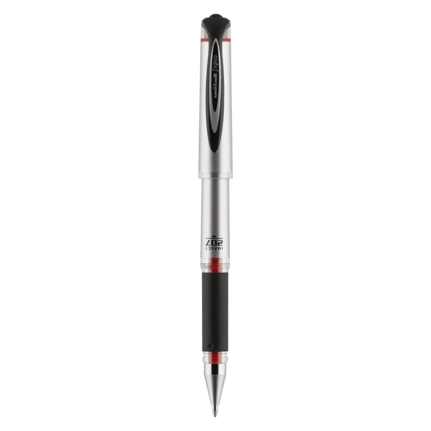 uniball 207 Impact Gel Pen, Stick, Bold 1 mm, Red Ink, Black Barrel