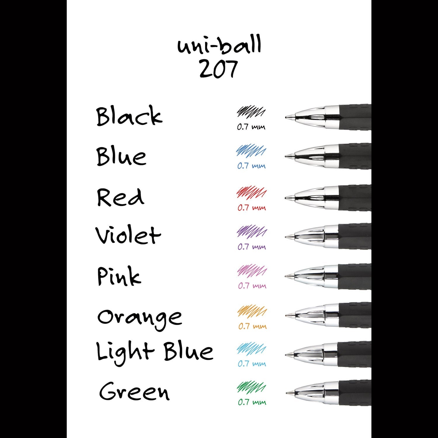uniball Signo 207 Gel Pen, Retractable, Medium 0.7 mm, Blue Ink, Smoke/Black/Blue Barrel, Dozen