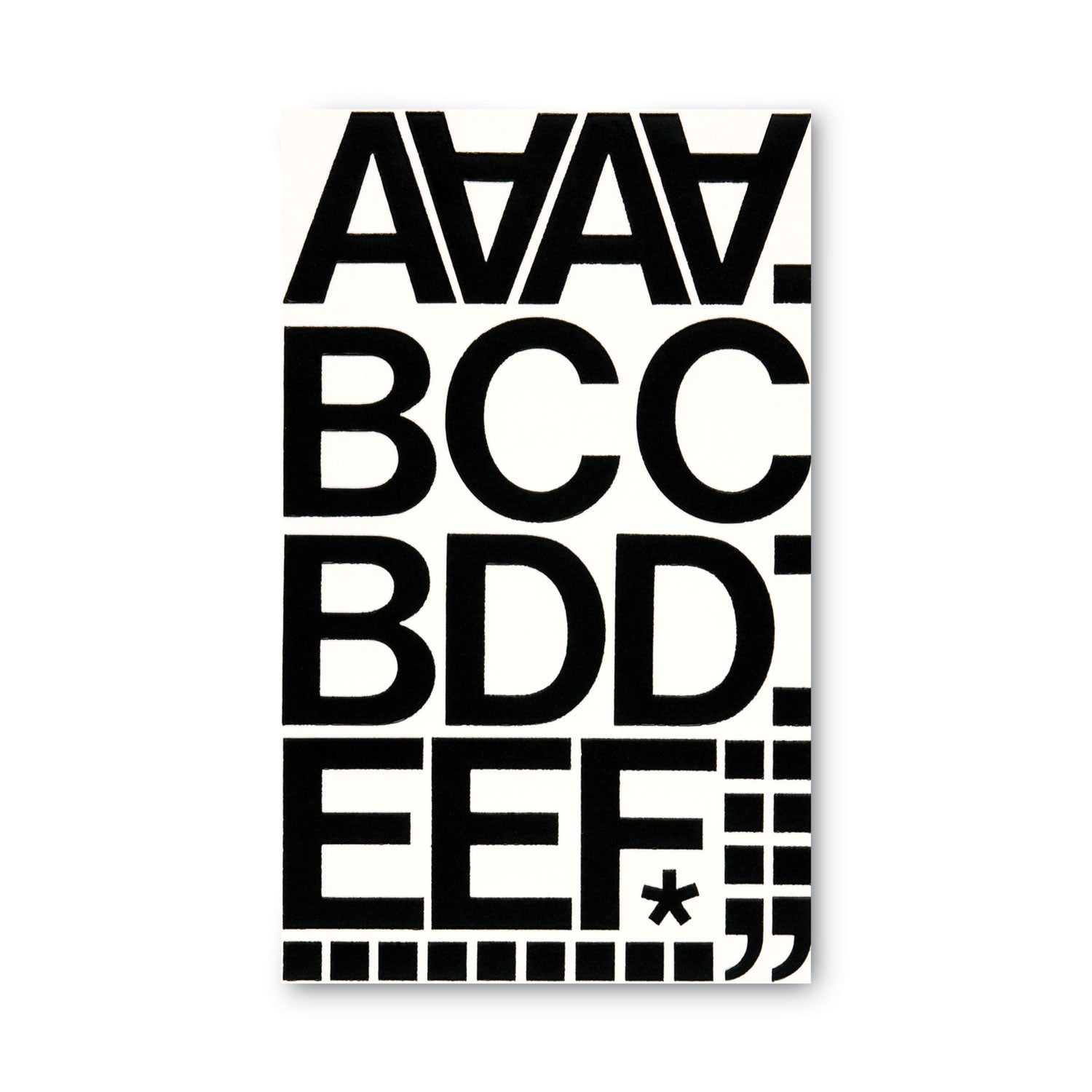 Chartpak Press-On Vinyl Letters and Numbers, Self Adhesive, Black, 2"h, 77/Pack
