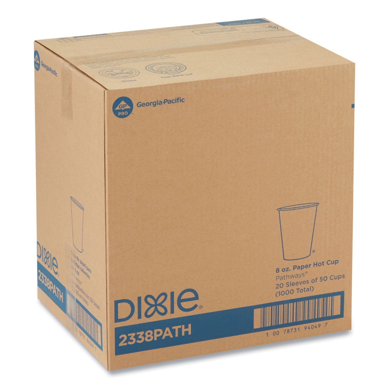 Dixie Pathways Paper Hot Cups, 8 oz, 50 Sleeve, 20 Sleeves/Carton