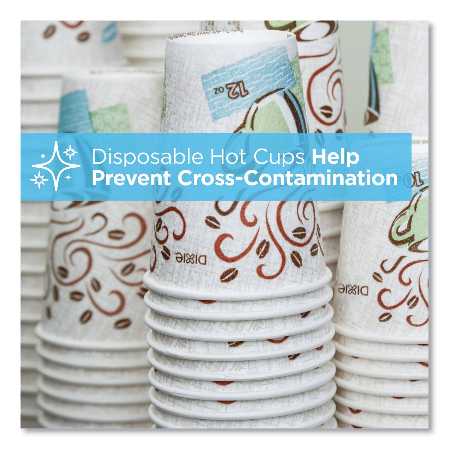 Dixie PerfecTouch Paper Hot Cups, 8 oz, Coffee Haze Design, 25/Sleeve, 20 Sleeves/Carton