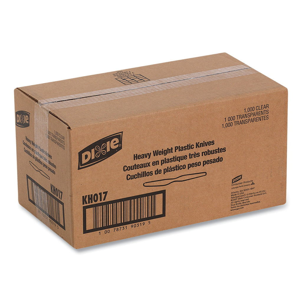 Dixie Heavyweight Polystyrene Cutlery, Knives, Clear, 1,000/Carton