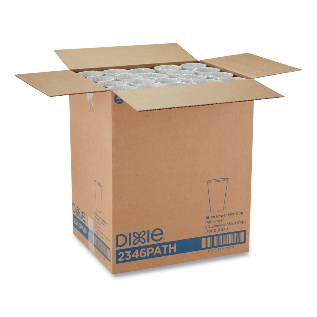 Dixie Pathways Paper Hot Cups, 16 oz, 50 Sleeve, 20 Sleeves Carton
