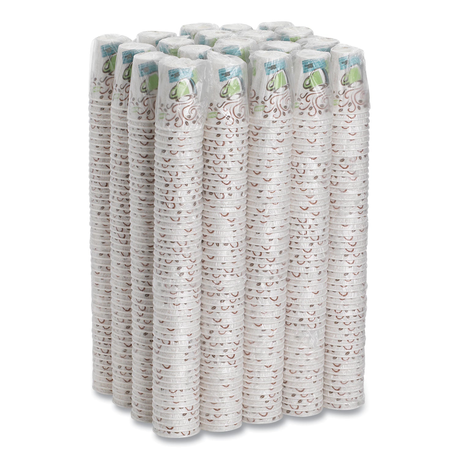 Dixie PerfecTouch Paper Hot Cups, 12 oz, Coffee Haze Design, Individually Wrapped, 1,000/Carton