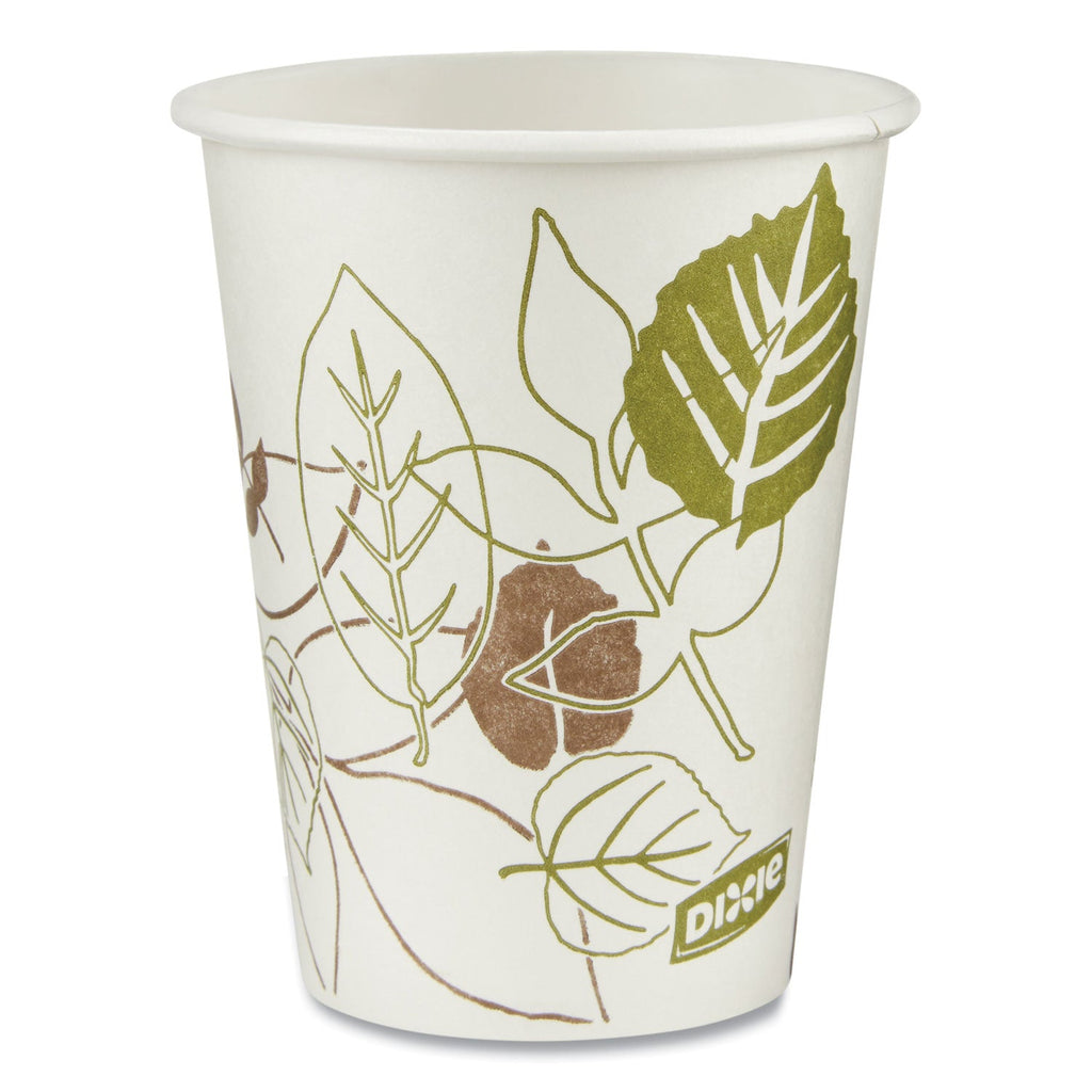 Dixie Pathways Paper Hot Cups, 8 oz, White/Green, 50/Pack