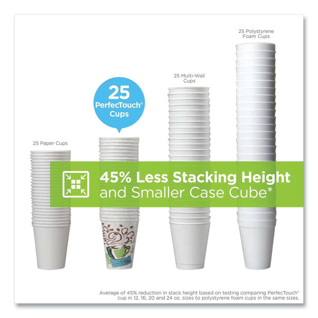 Dixie PerfecTouch Paper Hot Cups, 12 oz, Coffee Haze Design, 50/Pack