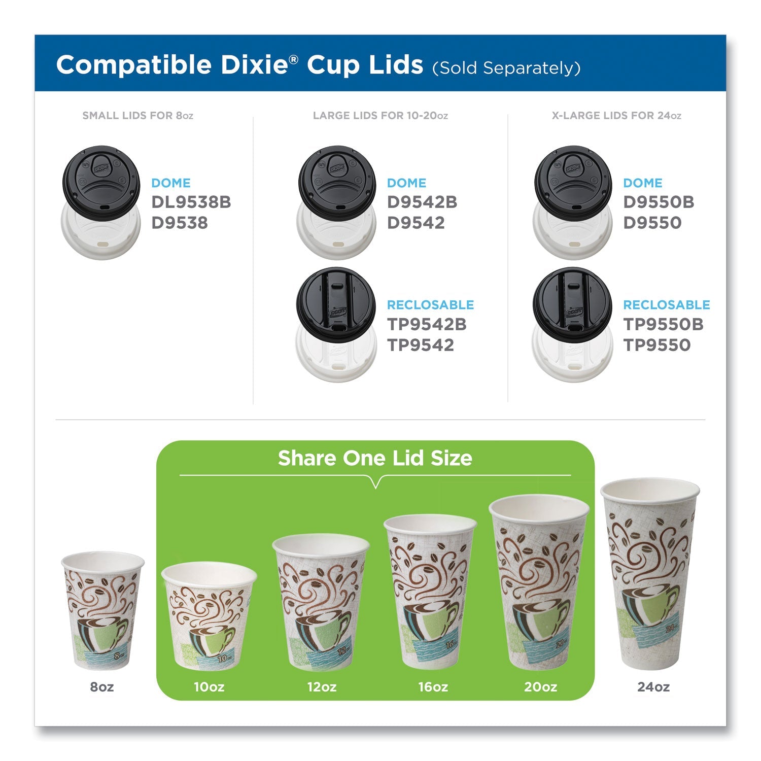 Dixie PerfecTouch Paper Hot Cups, 12 oz, Coffee Haze Design, 25 Sleeve, 20 Sleeves/Carton
