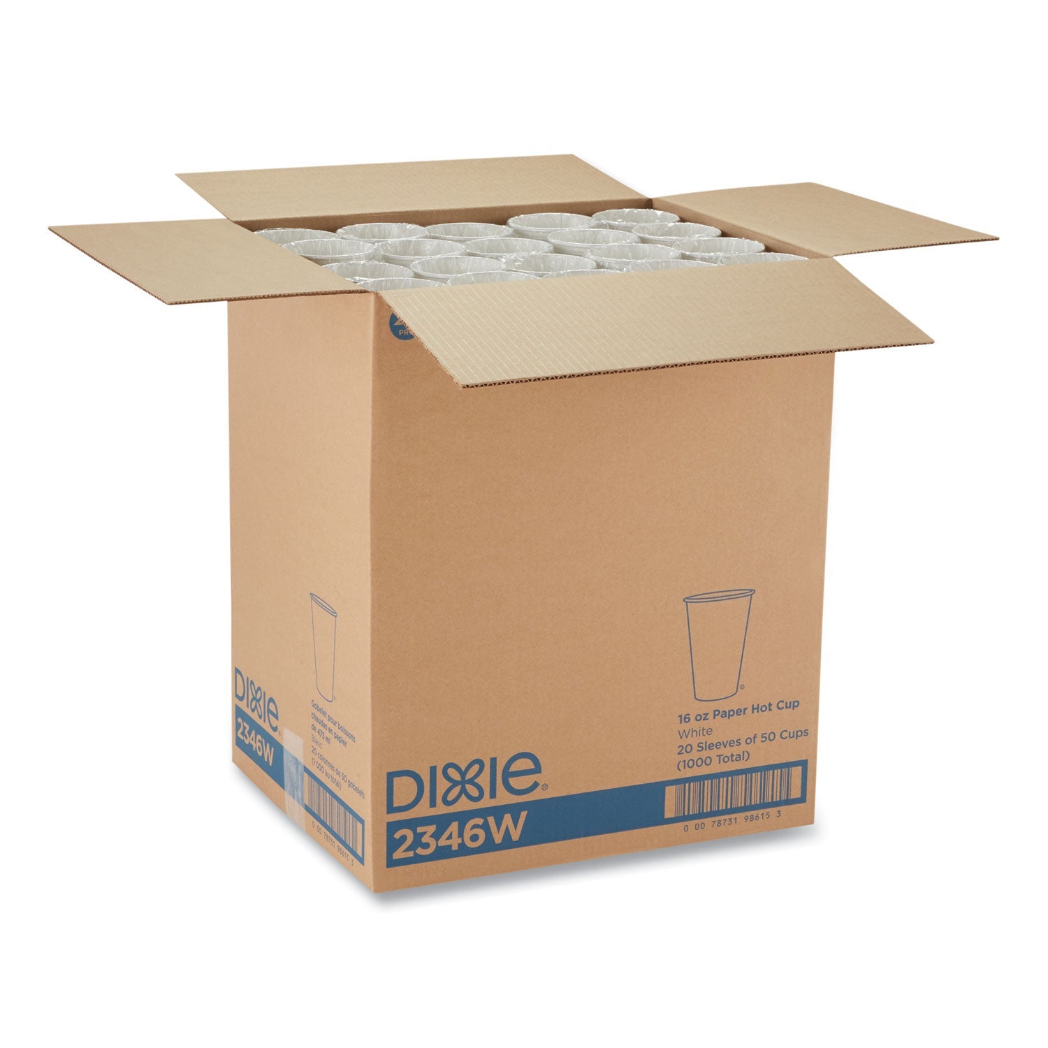 Dixie Paper Hot Cups, 16 oz, White, 50/Sleeve, 20 Sleeves/Carton