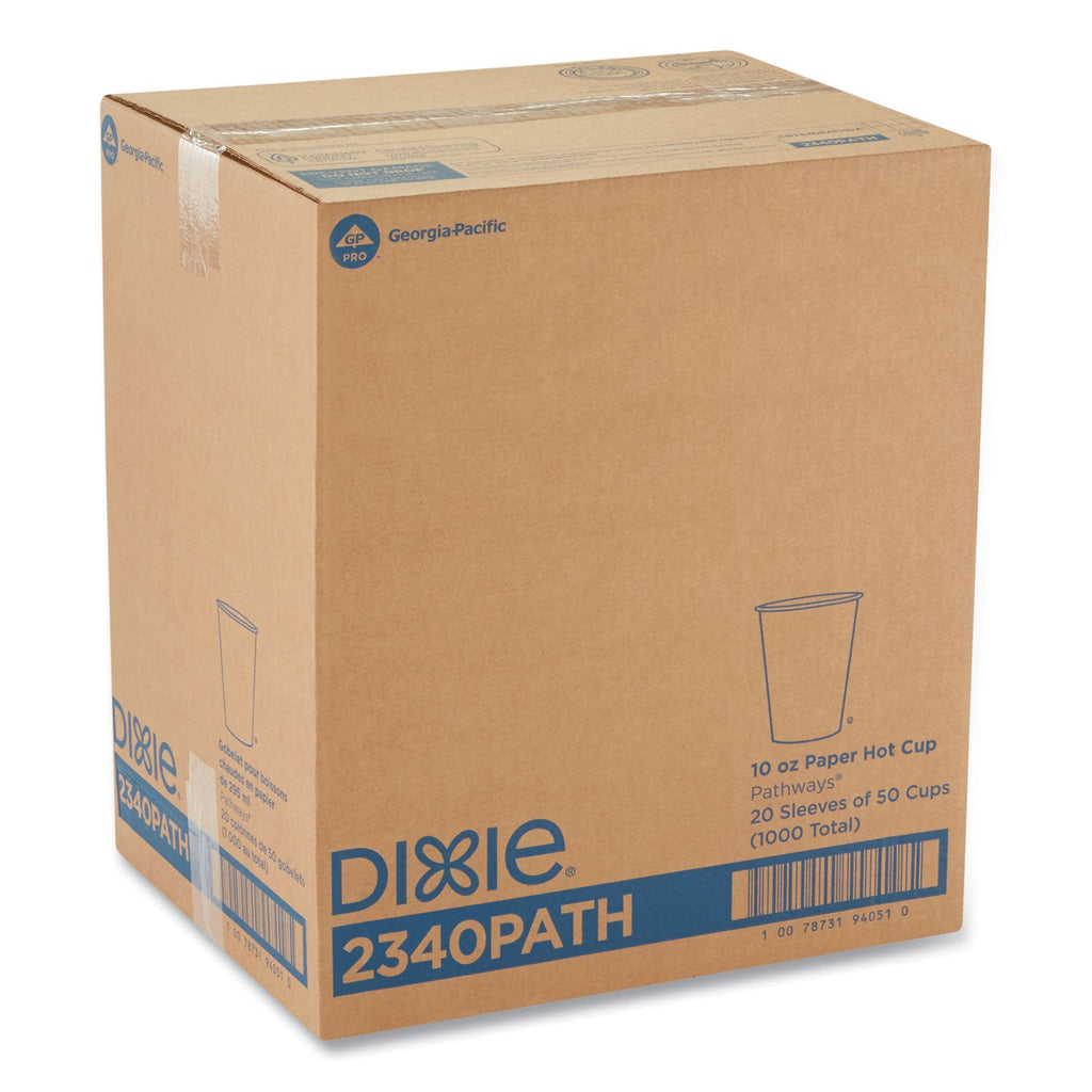 Dixie Pathways Paper Hot Cups, 10 oz, 50 Sleeve, 20 Sleeves/Carton