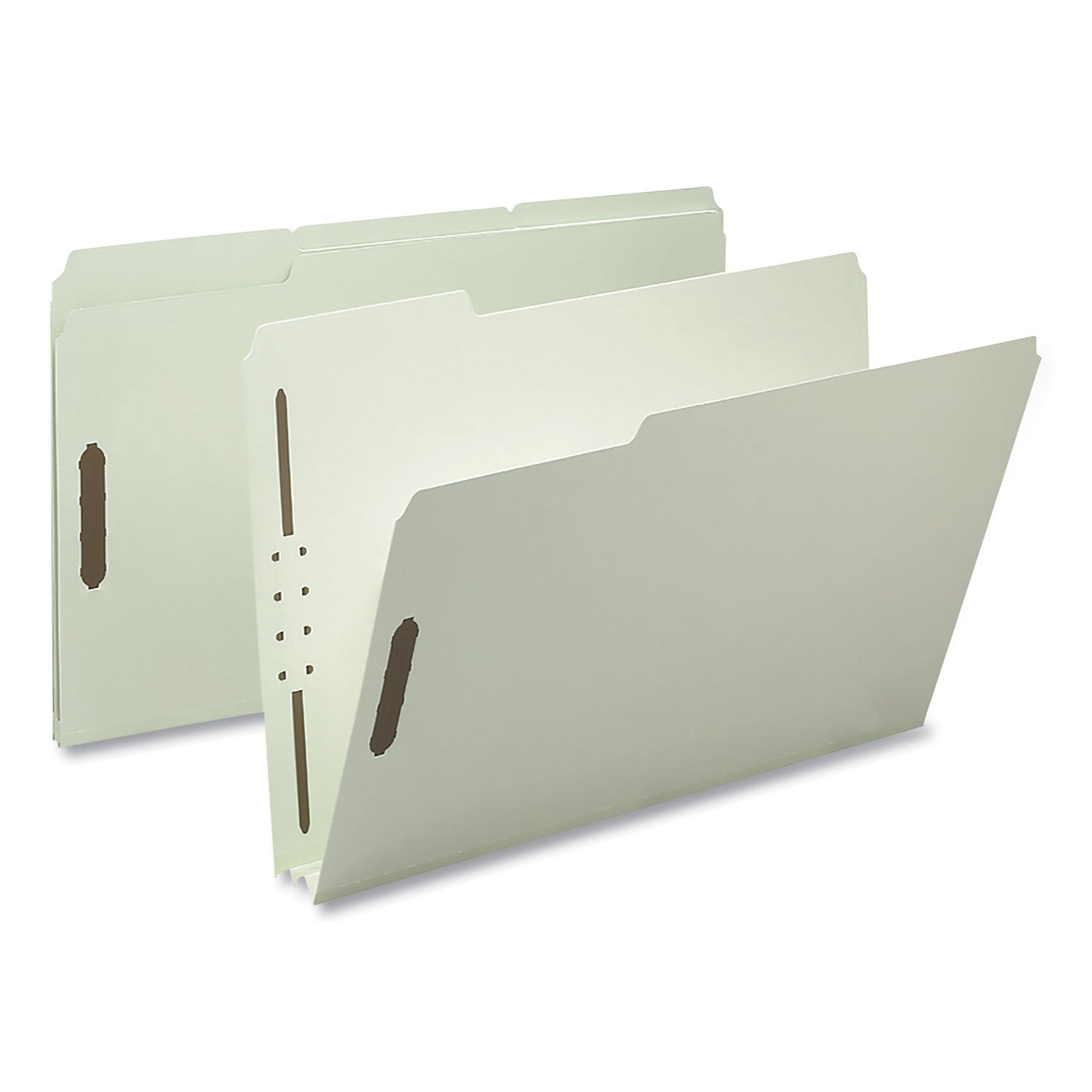 Smead 100% Recycled Pressboard Fastener Folders, Legal Size, 2" Expansion, Gray-Green, 25/Box