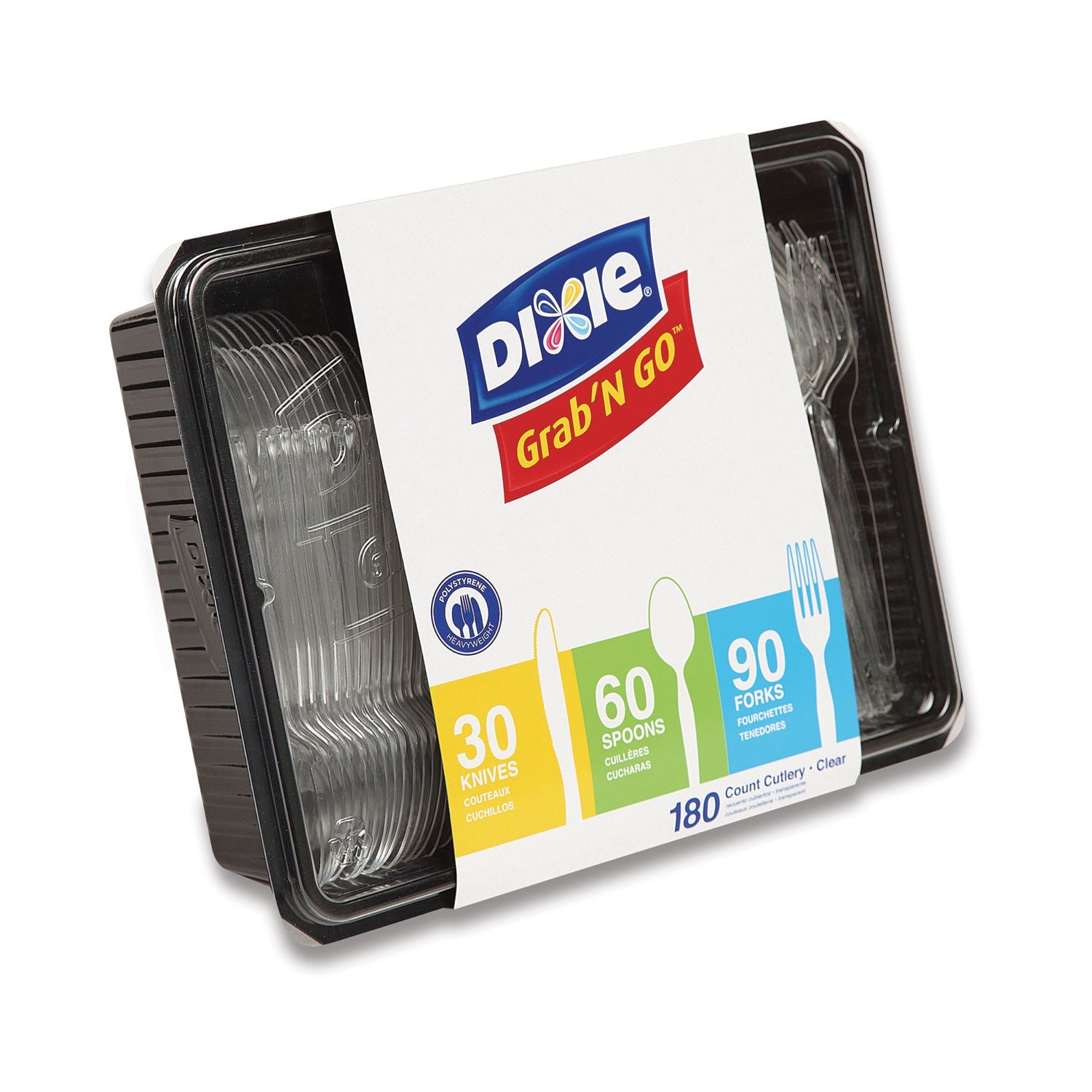 Dixie Combo Pack, Tray with Clear Plastic Utensils, 90 Forks, 30 Knives, 60 Spoons