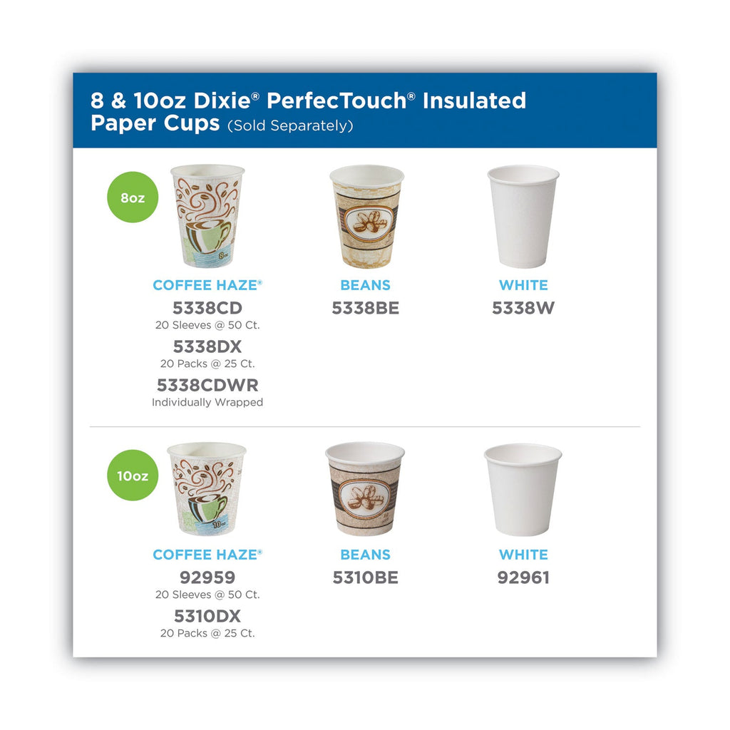 Dixie PerfecTouch Hot/Cold Cups, 12 oz, White, 50/Bag, 20 Bags/Carton