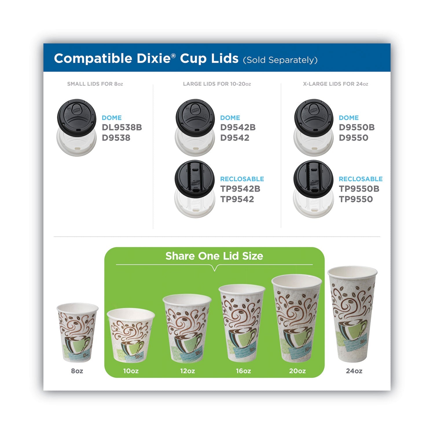Dixie PerfecTouch Hot/Cold Cups, 12 oz, White, 50/Bag, 20 Bags/Carton