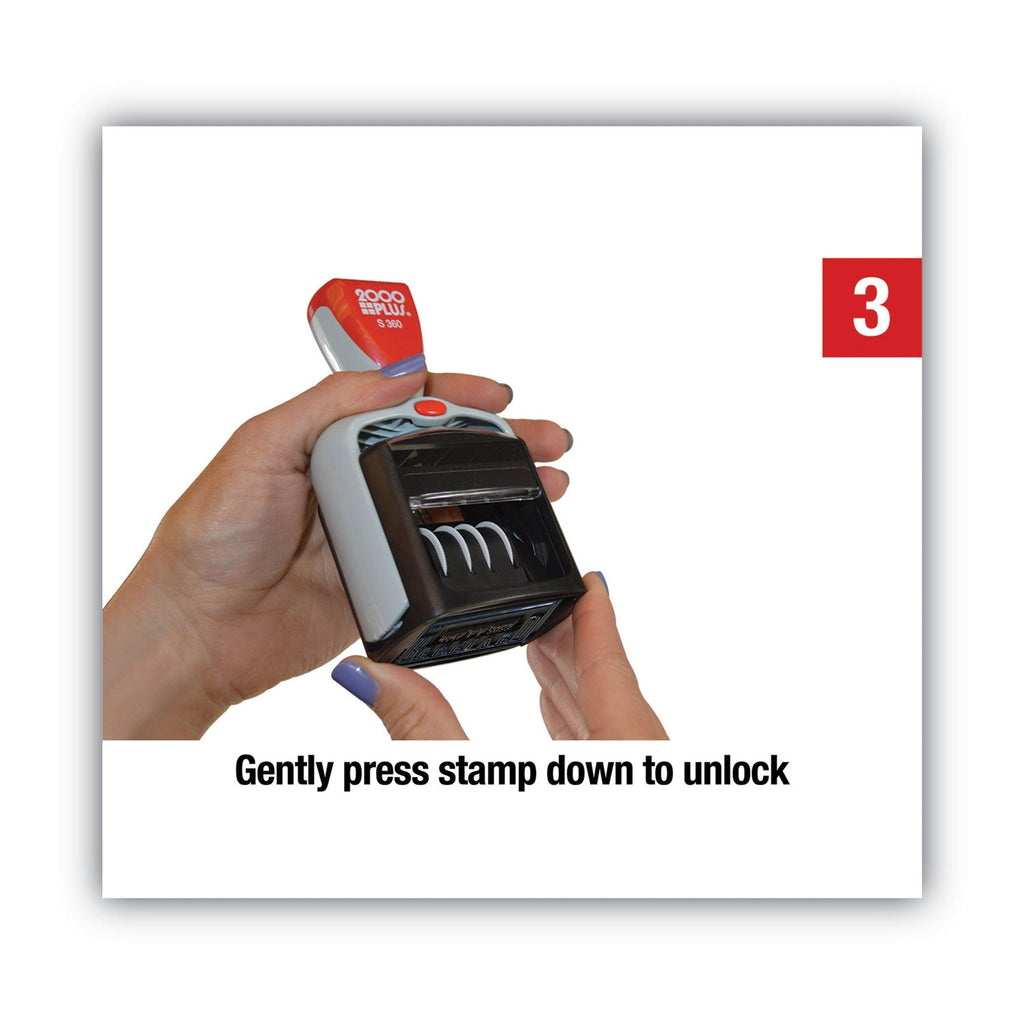 COSCO 2000PLUS Model S 360 Two-Color Message Dater, 1.75 x 1, "Received", Self-Inking, Blue/Red