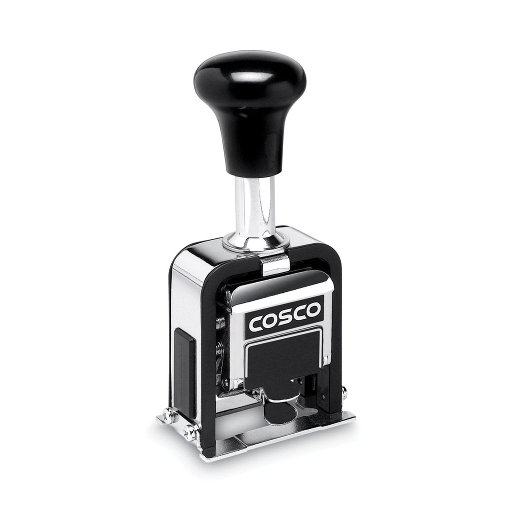 COSCO 2000PLUS Automatic Numbering Machine, 6 wheels, Self-Inking, Black 0.75 x 0.25
