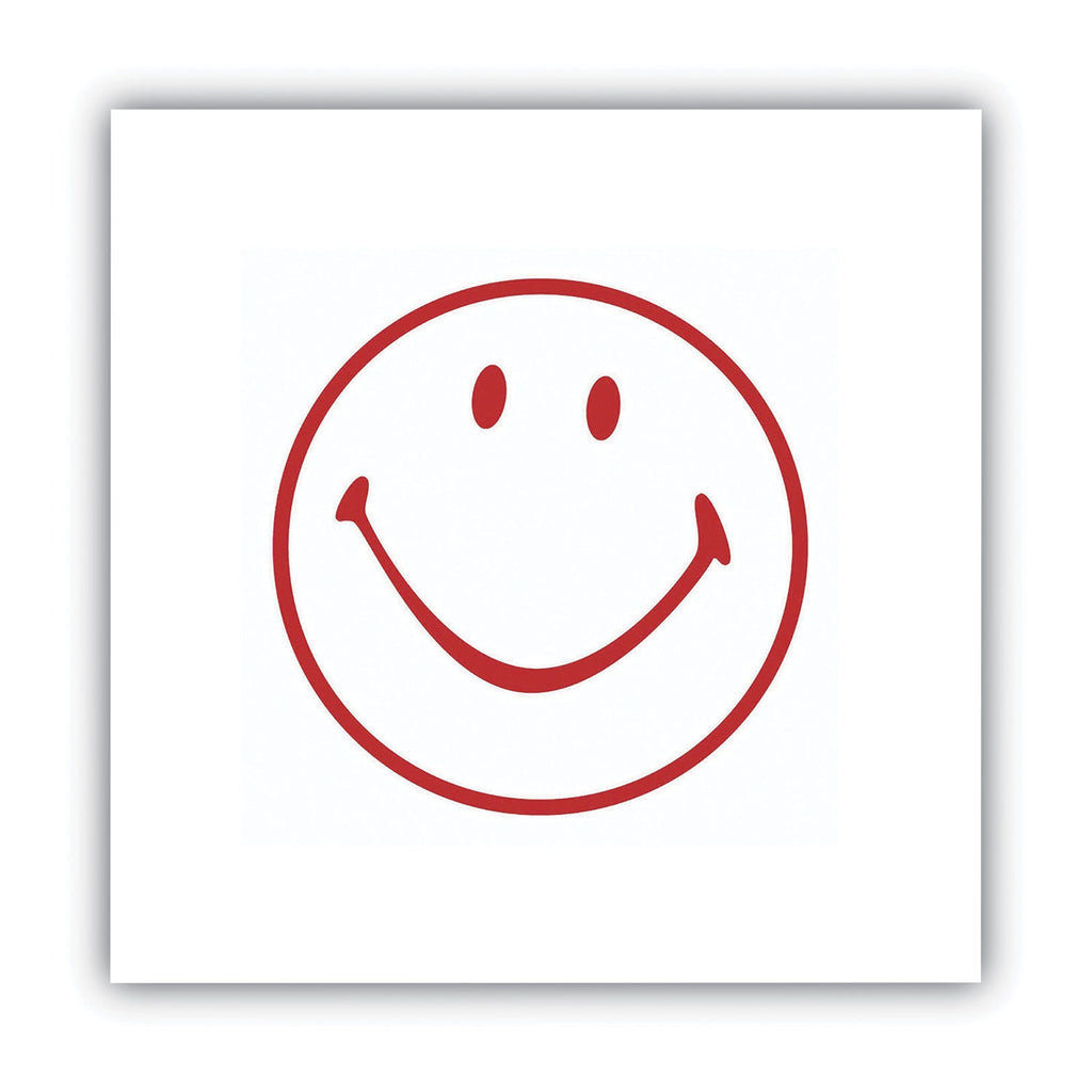 ACCUSTAMP Pre-Inked Round Stamp, Smiley, 0.63" dia, Red