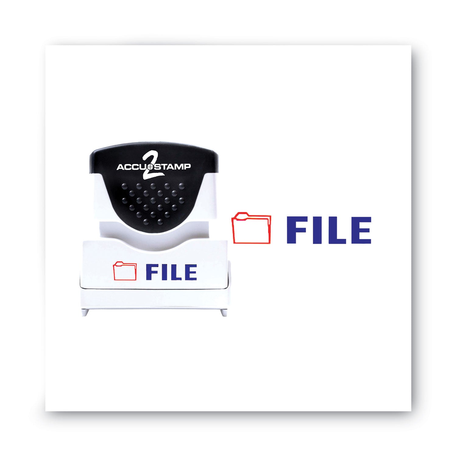 ACCUSTAMP2 Pre-Inked Shutter Stamp, Red/Blue, FILE, 1.63 x 0.5