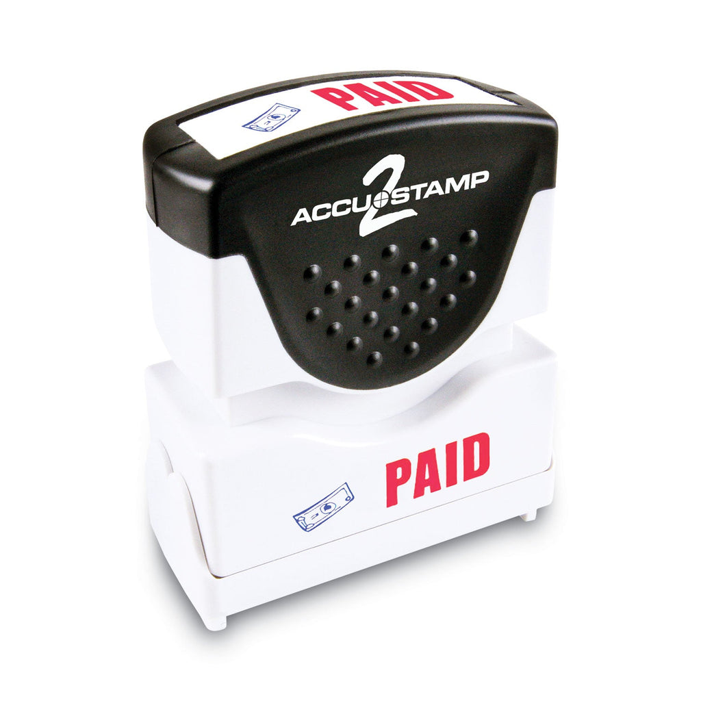 ACCUSTAMP2 Pre-Inked Shutter Stamp with Microban, Red/Blue, PAID, 1.63 x 0.5