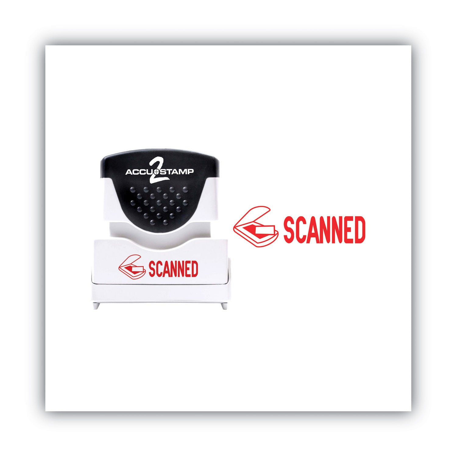 ACCUSTAMP2 Pre-Inked Shutter Stamp, Red, SCANNED, 1.63 x 0.5