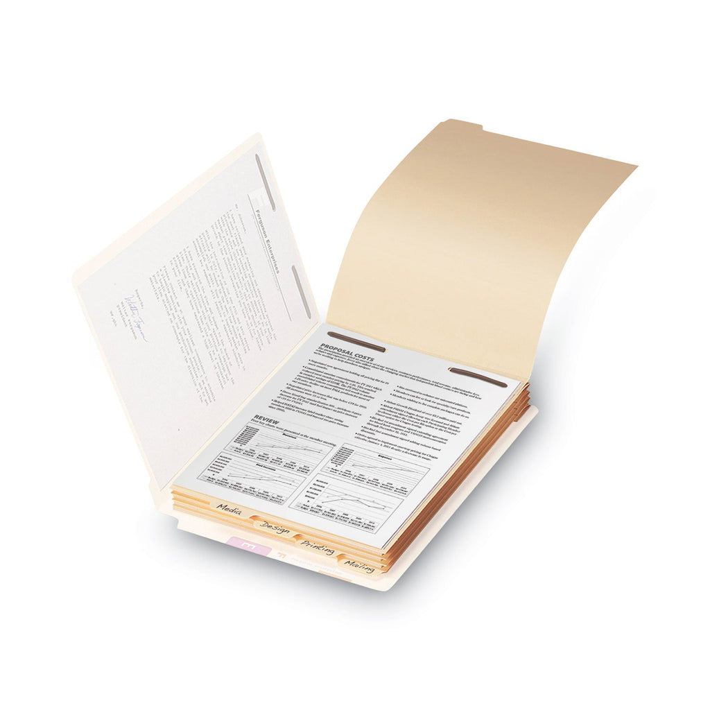 Smead Stackable Folder Dividers with Fasteners, 1/5-Cut End Tab, Letter Size, Manila, 50/Pack