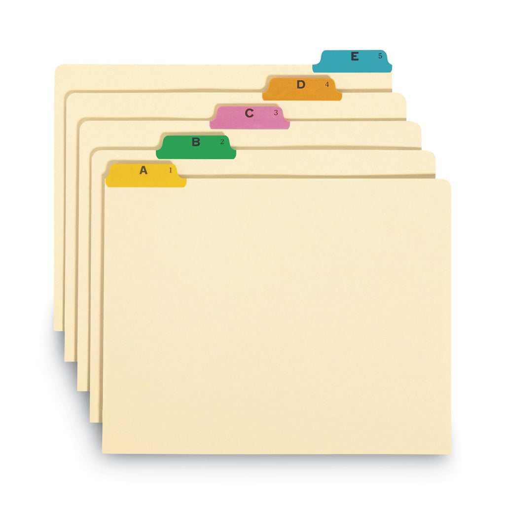 Smead Alphabetic Top Tab Indexed File Guide Set, 1/5-Cut Top Tab, A to Z, 8.5 x 11, Manila, 25/Set