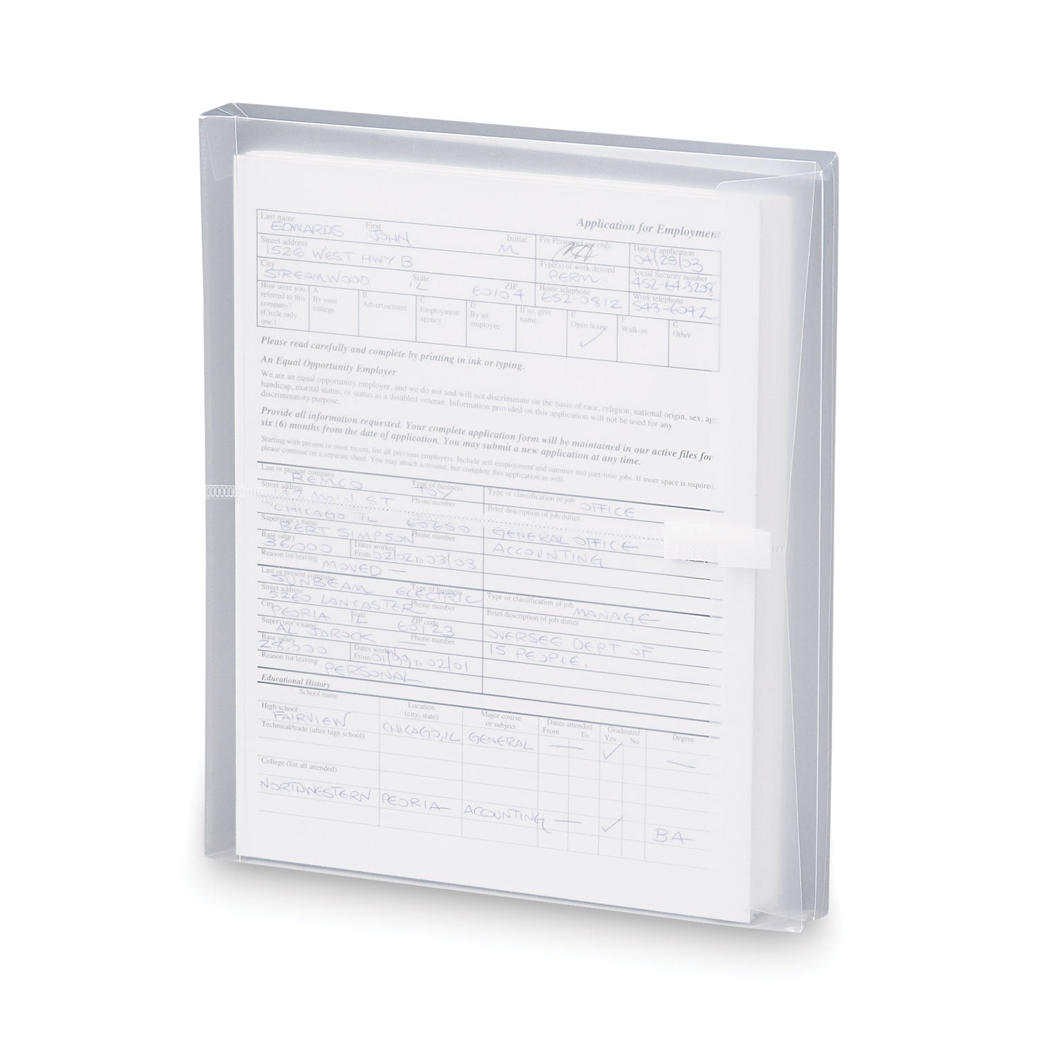 Smead Poly Side-Load Envelopes, Fold-Over Closure, 9.75 x 11.63, Clear, 5/Pack